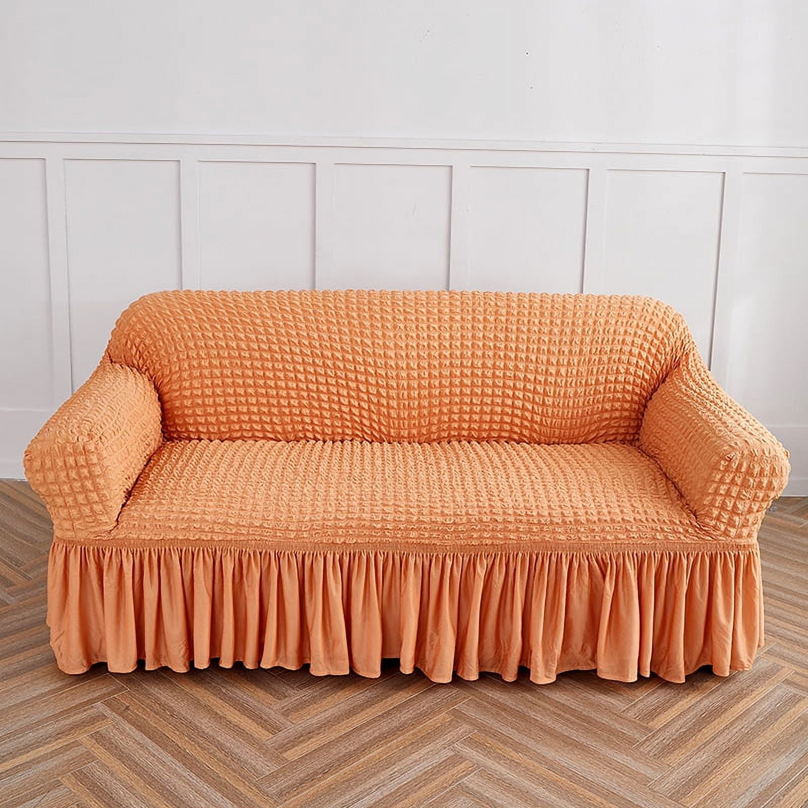 Namzi Sofa Cover for sofas Stretch Couch Covers for Living Room Easy Fit Washable Furniture Sofa Protector with Skirt,1 Piece (Orange,3 Seat)