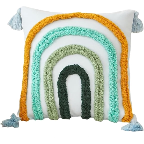 Namzi Sofa Cushion, Three-Dimensional Tufted Rainbow Square Throw Pillow,Suitable for backrest and Side Sleepers17.7*17.7(Blue)