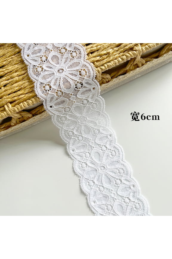 Soft and Elastic Lace Trimmings,360*2.36 Inch White Hollowed Out Lace Trim for DIY Handicrafts,Clothing Accessories,Pajamas,Cuffs,Curtains,Home Textiles