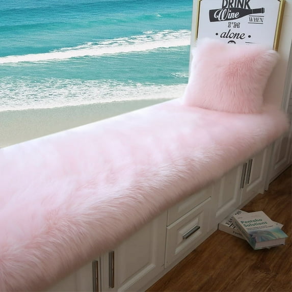 Namzi Solid Color Plush Table Runner,Faux Sheepskin Decorative Shaggy Dresser Scarf,Not-Slip Desk Pad,Luxury False Fur Dresser Tablecloth-Light pink 60x150cm(23.62x59.06inch)