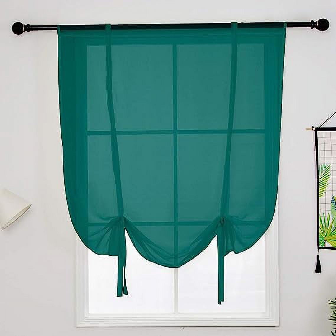 Namzi Solid Color Sheer Voile Window Curtains Light Filtering Tie Up ...