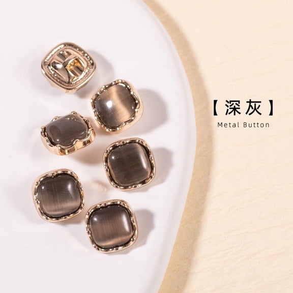 Namzi Square Buttons for Clothes -dark gray, 10.0 MM/0.39 in Size, 50 Pcs Total, Metal-Cat's Eye Stone material Chic & Sturdy for Garment Fixes & Great for DIY Sewing & Custom Clothing Details