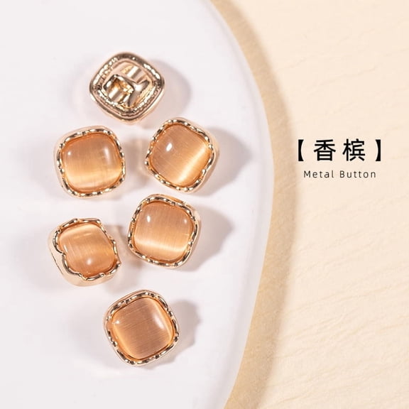 Namzi Square Buttons for Clothes -golden, 10.0 MM/0.39 in Size, 20 Pcs Total, Metal-Cat's Eye Stone material Chic & Sturdy for Garment Fixes & Great for DIY Sewing & Custom Clothing Details