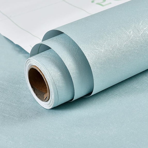 Namzi Stick Wallpaper 3 Yards Self-Adhesive Paper, Modern Silk Textured Peel and Stick for Cabinets, Bathroom, Shelf Renovation,Blue