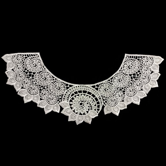 Namzi Style6 White Polyester Embroidered Lace Collar, 1Pc Hollow Neckline Applique Trim, 12.99*7.87 Inch