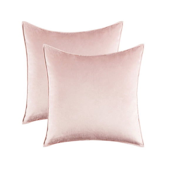 Namzi Super Soft Solid Square Decorative Pillow Set of 2 45x45cm Plush Velvet Cushions for Sofa Bed Living Room,Light Pink