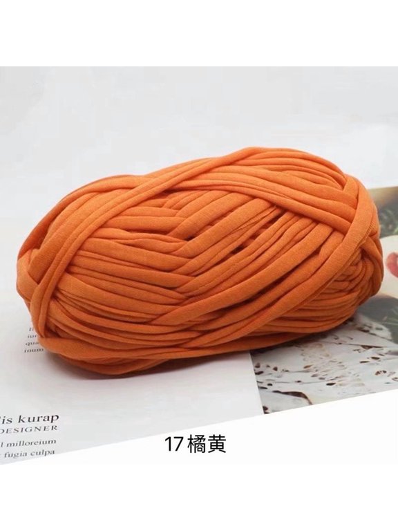 T-Shirt Yarn, Elastic Polyester Craft Yarn 200g, Stretchy Knitting Yarn, Elastic Fabric Yarn Ideal for Bag Making, Rug Crocheting, DIY Baskets Home Decor Crafts,Orange Brown