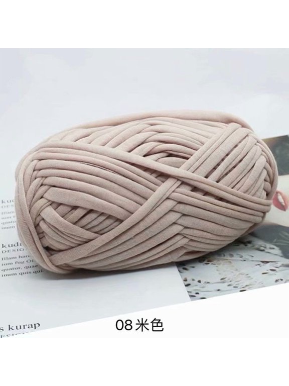 T-Shirt Yarn, Elastic Polyester Craft Yarn 200g, Stretchy Knitting Yarn, Elastic Fabric Yarn Ideal for Bag Making, Rug Crocheting, DIY Baskets Home Decor Crafts,Beige