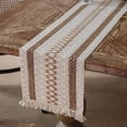 thumbnail image 1 of Namzi Table Runner, Boho Table Runner Cotton Linen Table Decorations, Farmhouse Table Runners with Tassels for Bohemian Wedding Bridal Shower Rustic Home Dining Table Decor (Brown, 12x90), 1 of 5
