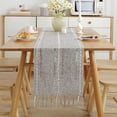 thumbnail image 1 of Namzi Table Runner, Rustic Farmhouse Table Runners with Tassels, Boho Cotton Linen Table Runner for Table Decorations, Holiday Party and Wedding, 108 Inches, Brown, 1 of 5