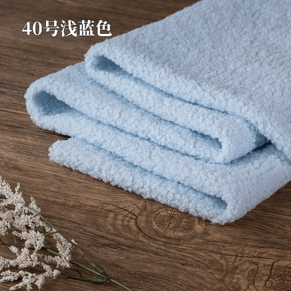Namzi Teddy Fleece Fabric,39*63 Inch Coarse Knitted Plush Fabric for DIY Sewing Projects,Costume,Throw Pillow Covers,Home Decoration,Light Blue A