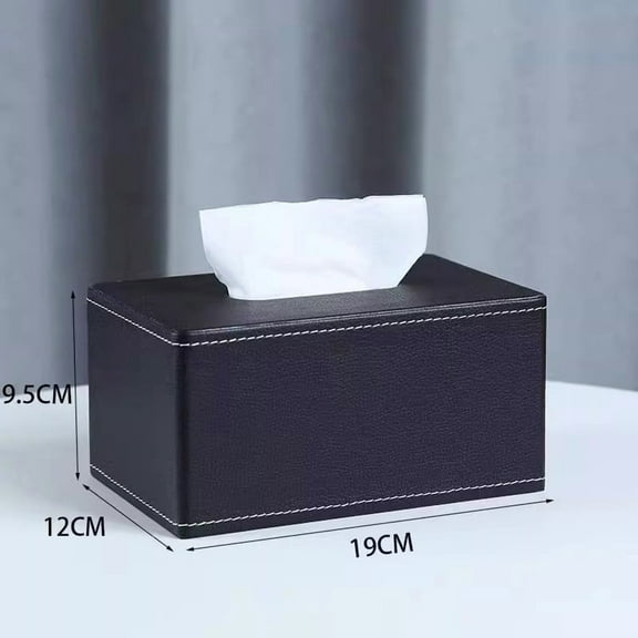 Namzi Tissue Box Cover, Leather Tissue Box Holder, Rectangular Tissue Box Covers for Kleenex, Napkin, Rectangle Tissue Holder for Bathroom Home Office 7.48*4.72*3.74in(Black,S)