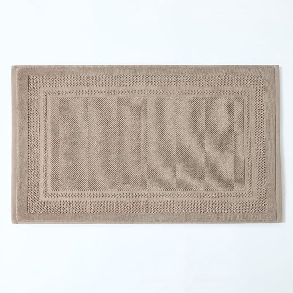 Namzi Towels Cotton Banded Rug, 29.5 x 17.7 Inch, Highly Absorbent Shower Bathroom Floor Mat,Square styleBrown