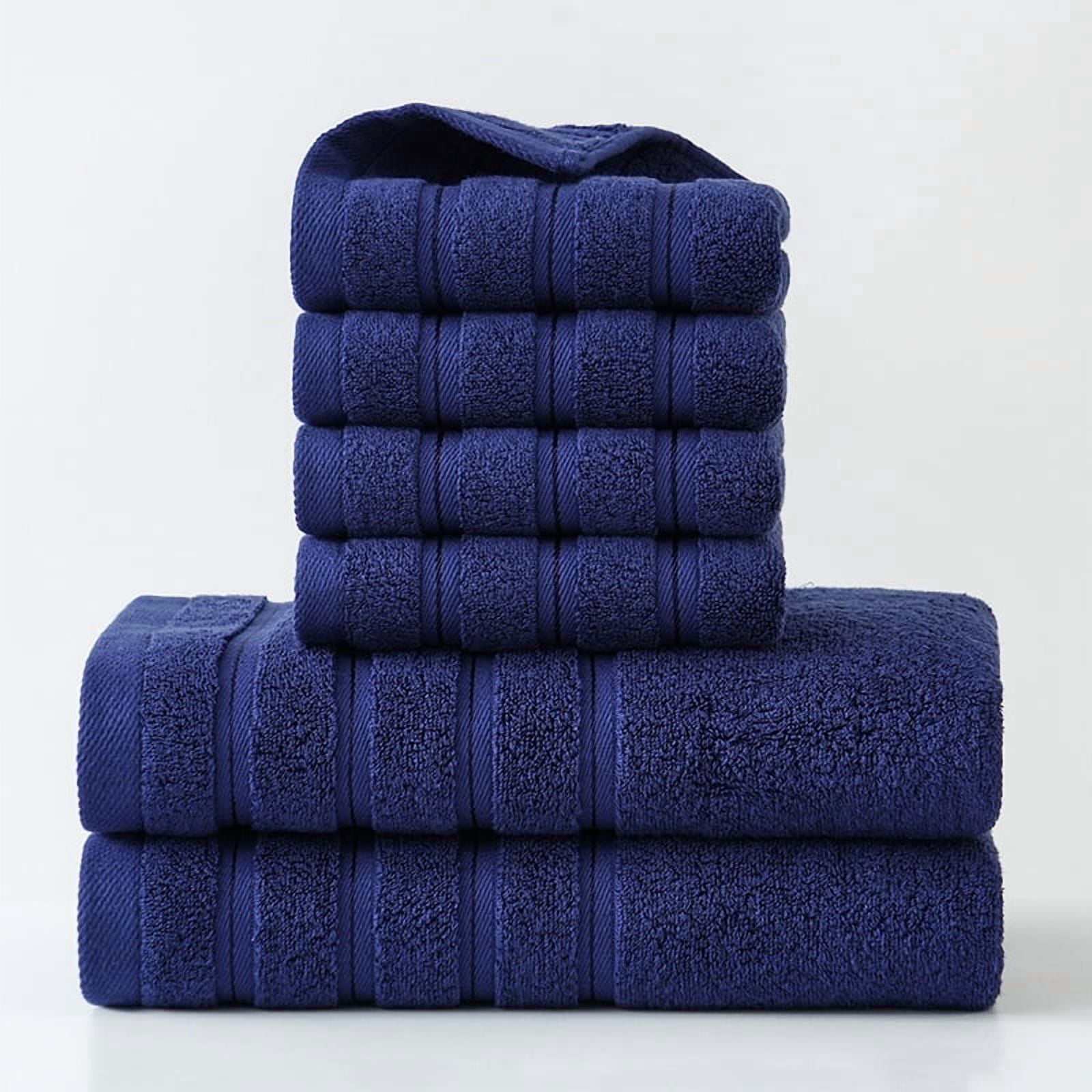 Namzi Towels Set, dark blue Towels Bathroom Sets (6 pcs - Bath Towel:70*140cm Towel:34*75cm, Hand Towel:34*34cm Cotton Towels Premium Hand Towels for Bathroom Clearance