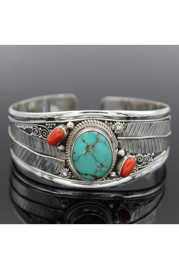 Turquoise Bracelet for Women Adjustable Turquoise Cuff Bracelets Turquoise Open Bangle Bracelet Western Bohemian Bangle for Girls Jewelry Gift(06)