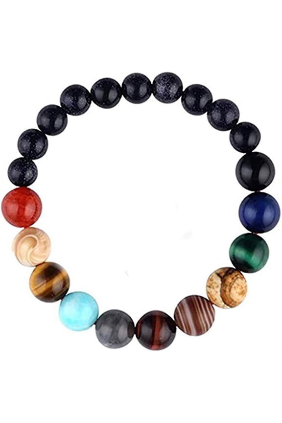 Unquie Solar System Eight Planet Themed Adjustable Natural Stone Beaded Bracelet