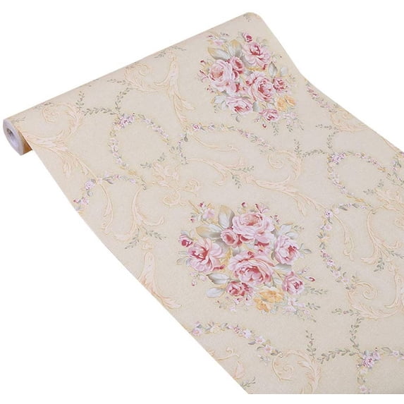 Namzi Vintage Rose Furniture Surface Decor Paper Peel& Stick Shelf Liner Drawer Locker Sticker Beige 17.7 Inch by 9.8 Feet