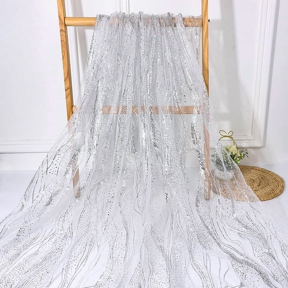 Namzi Water Ripple Sequined Mesh Gauze Fabric,36*59 Inch Glitter Netting fabric for Stage Costumes,Headwear Accessories,Home Decorations,White A