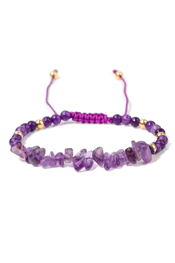 Weaving Crushed Stone Friend Bracelet,Women Beaded Stackable Stretch Bracelet Colorful Charm Jewelry Boho Summer Beach,Purple