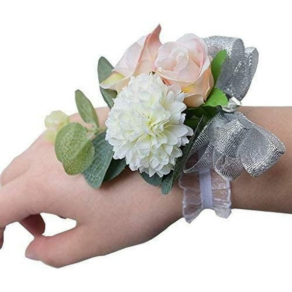 Namzi Wedding Bride Wrist Corsage Bridesmaid Wrist Flower Corsage for Wedding Prom Party Homecoming(Pack of 4)