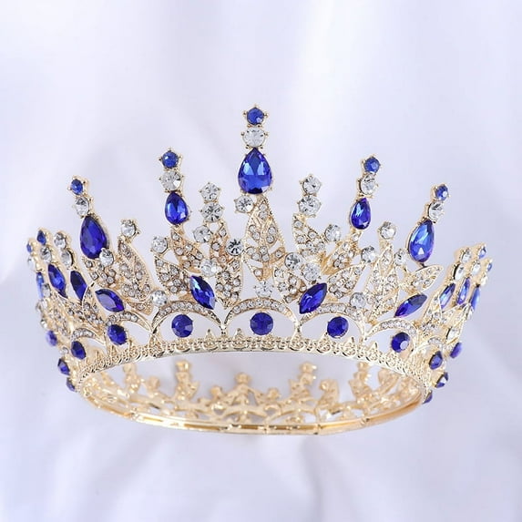 Namzi Wedding Tiara for Bride Princess Tiara Headband Bridal Crown,Crystal Rhinestone Hair Jewelry Decor for Queen Girl Bride Birthday Prom Wedding Pageant Halloween Costume Party(Blue)