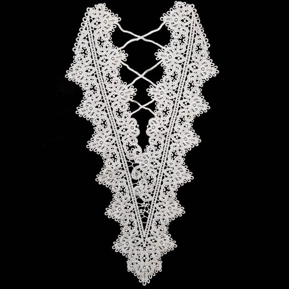 Namzi White Polyester Embroidered Lace Collar, 1Pc Hollow Back Neck Applique Trim, 11.81x3.15 Inch