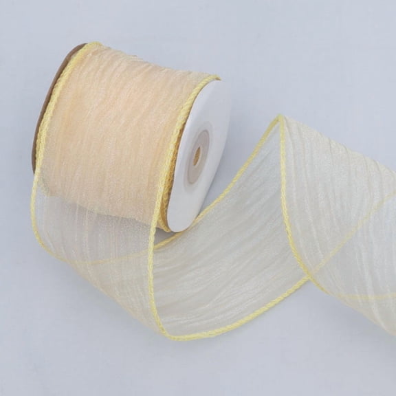 Namzi Wide Satin Ribbon, yellow Gift Wrapping Ribbon - 1 Roll Pearl Gauze Ribbon, 6.3CM*10yd/2.48*360in, Shiny Soft Ribbon for Crafting & Decoration,
