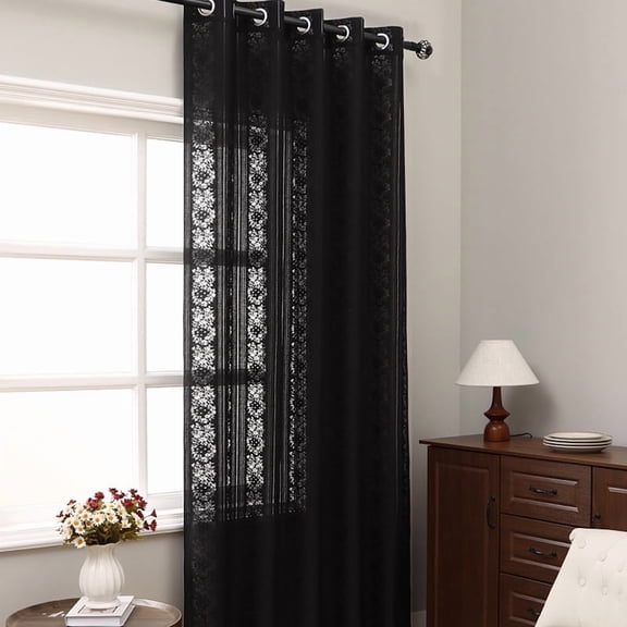 Namzi Window Curtains Living Room - black, 160*140cm 1 slice, Punching holesop Long Curtains, Cotton-Polyester Block Out Drapes, Thermal Insulated Curtains Valances Collection.