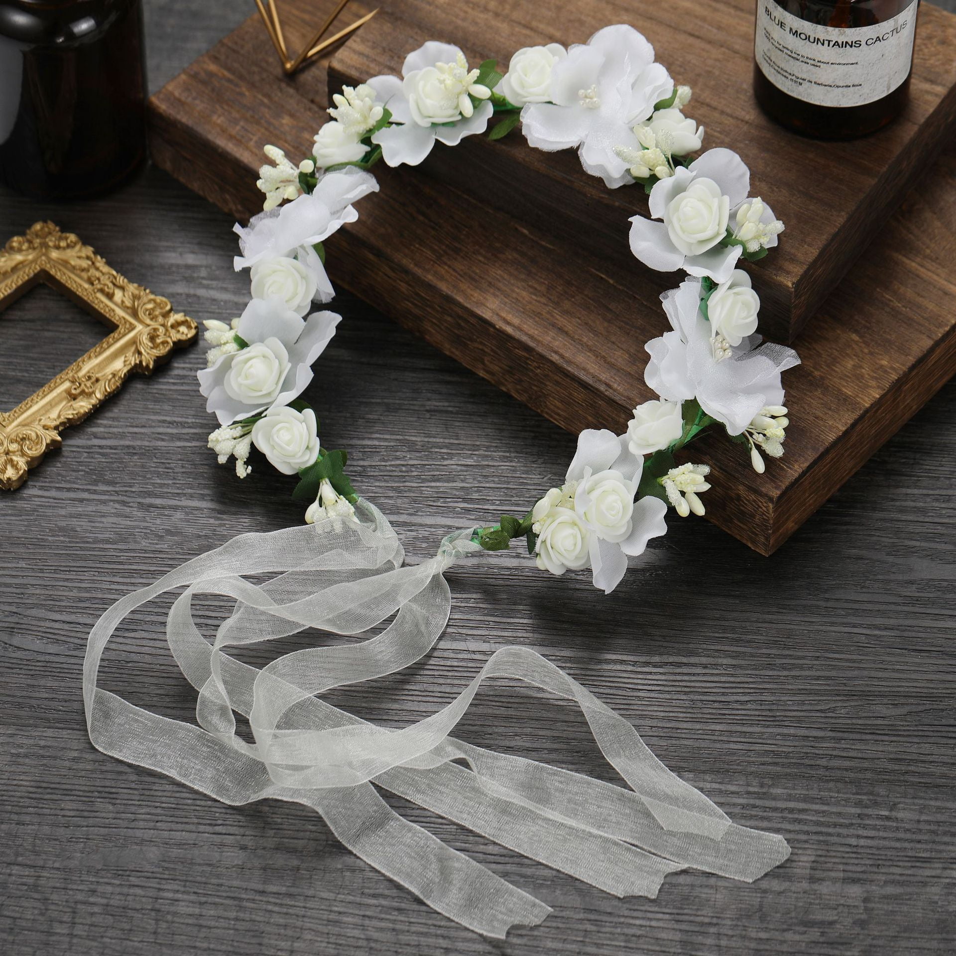 Namzi Women Girls Adjustable Rose Flower Crown Floral Crown 