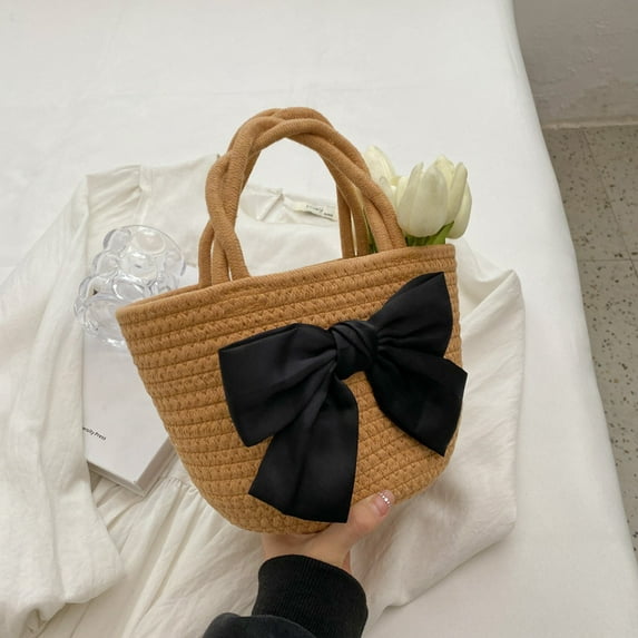 Namzi Women's Woven Shoulder Bag Woven Tote Bag and Cosmetic Bag,Summer Beach Weaving Chic Woven Tote Handbags Shoulder Bags 11.02*4.33*5.9inch(Khaki)