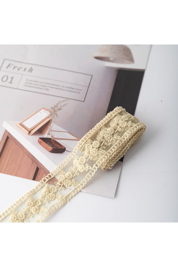 Yellow Embroidered Lace Trimmings,540*1.57 Inch Mesh Lace Trim for Clothing Accessories,Pajamas,Cuffs,Curtains,Tablecloth,Home Textiles and Decoration