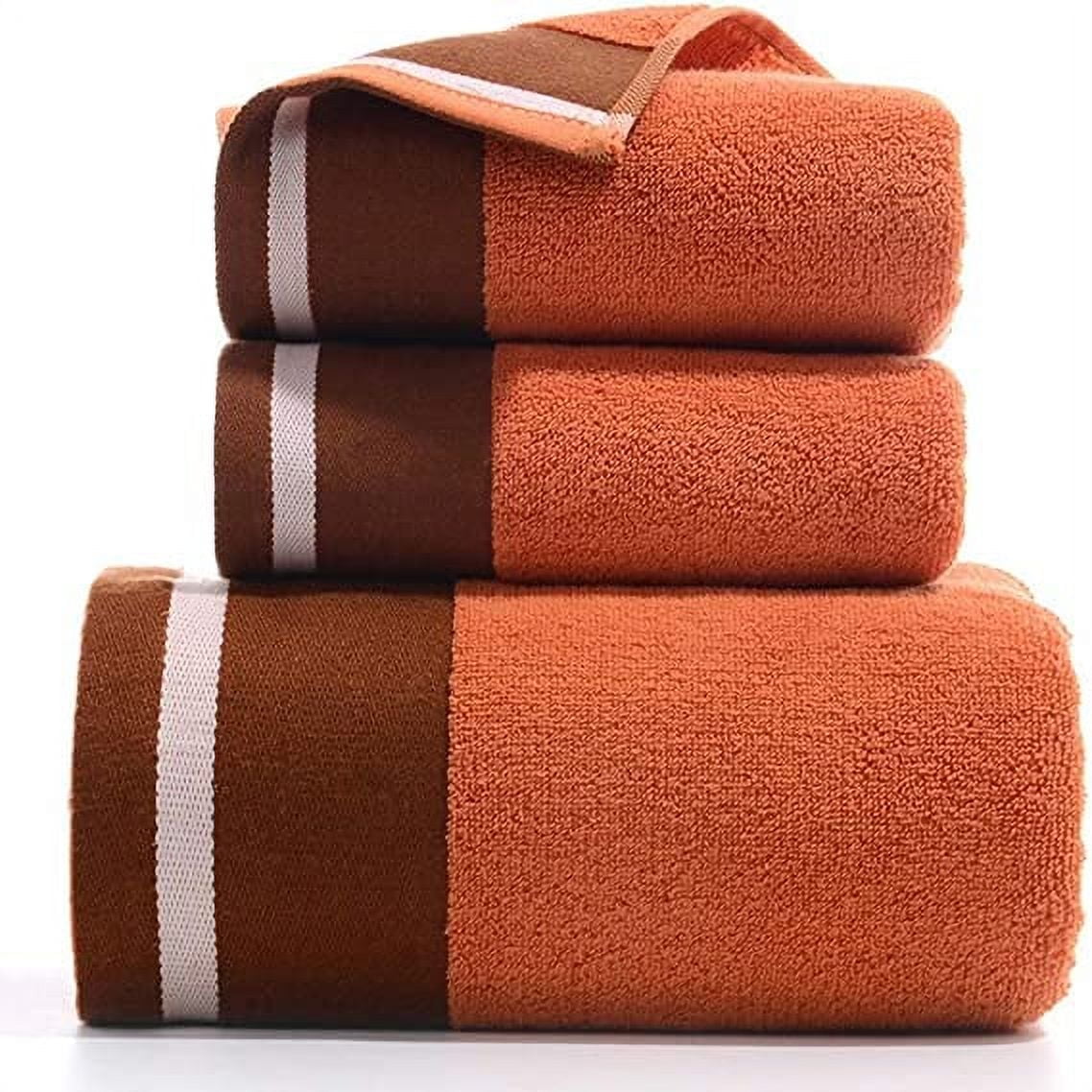 Namzi -a 3 Piece Bath Towel Set, Combed Cotton Bath Towels Absorbent Bath Sheets Soft Shower Towels Bathroom Hand Towel Luxury Bath Towels Sets for Bathroom,Orange