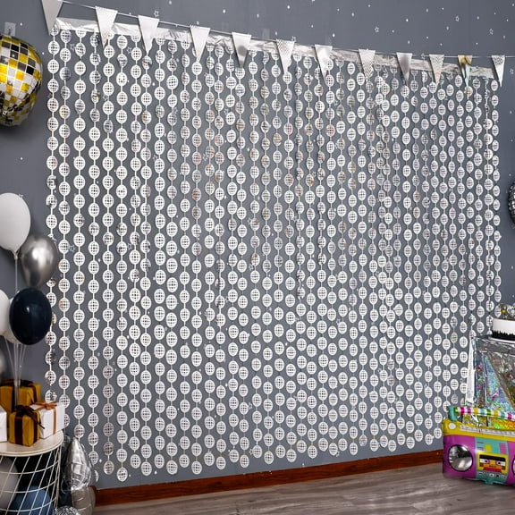 Namzi -a Disco Party Decorations, 2 Pack Disco Ball Photo Booth Props,3.3x6.6 ft Silver Foil Fringe Curtains Photo Backdrop for The 70s & 80s Last Disco Bachelorette, Decades, Taylor Party Decor