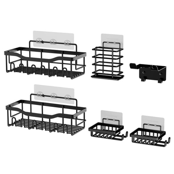 Namzi adhesive shower box, 5-piece rust proof stainless steel bathtub organizer, large capacity, no need for drilling frame, used for bathroom storage and home decoration