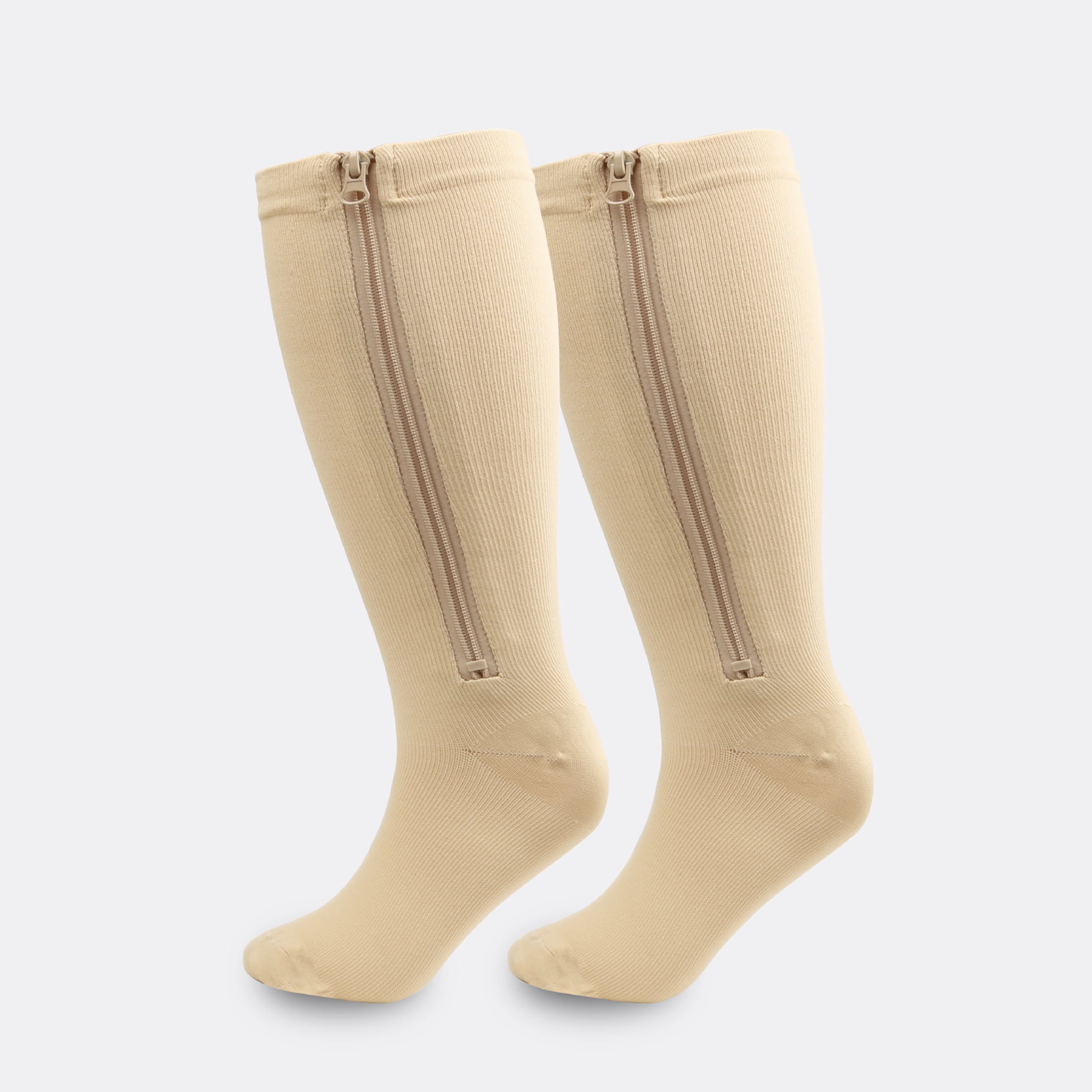 Namzib 1 Pairs Wide Plus Size Calf Compression Socks with Zipper for Overweight Women Men 15 to