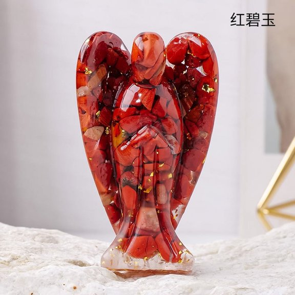 Namzi-b 1 piece natural red crystal broken stone drip resin angel ornament crystal angel natural stone resin handicraft home decoration ornament