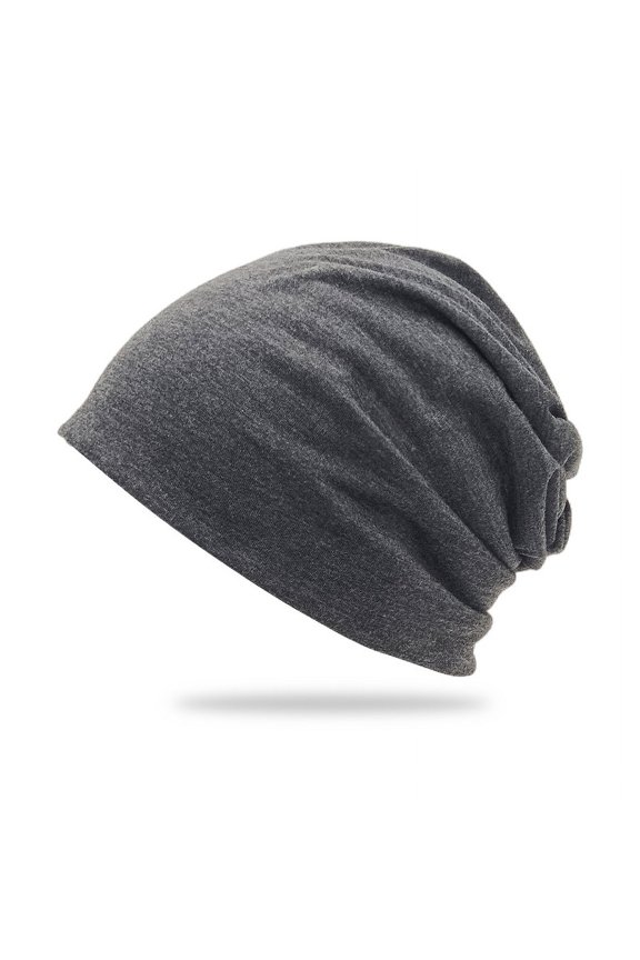 1 unisex double-layer solid color pile cap, thin pullover cap, used for clothing matching, gardening, beach (dark gray)