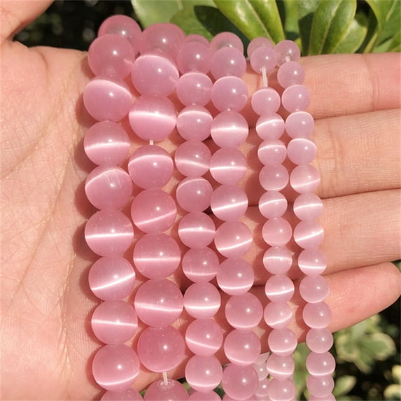 Namzi-b 2-piece natural stone round bead accessory, deep pink natural stone loose bead hand woven bead DIY accessory -8mm