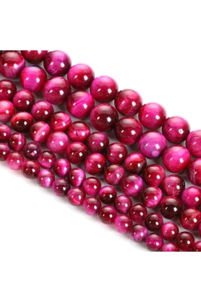 2 pieces 14mm deep pink tiger eye stone loose beads semi-finished product natural tiger eye stone bead bracelet necklace DIY jewelry accessories