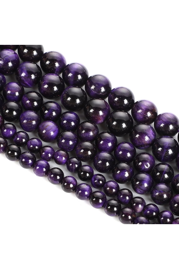 2 pieces 4mm purple natural tiger eye stone loose beads semi-finished natural stone bead bracelet necklace DIY jewelry accessories