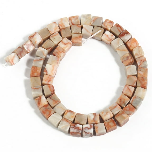 Namzi-b 2 pieces natural red marble textured stone scattered beads natural block stone DIY handmade bead jewelry accessories 4mm