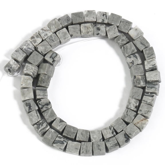 Namzi-b 2 pieces of natural stone bead beads, natural gray texture block stone DIY handmade bead jewelry accessories, 4mm