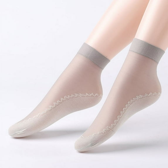 Namzi-b 20 Pairs Women's Nylon Ankle Short Sheer Socks(Grey)