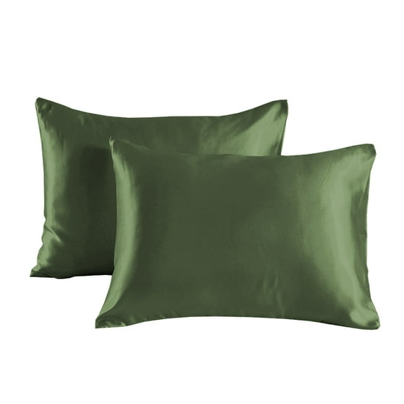 Namzi-b 2Pcs Imitation silk pillowcase Start your dream night with this comfortable, breathable pillowcase 20.08x40.16inch,olive-green
