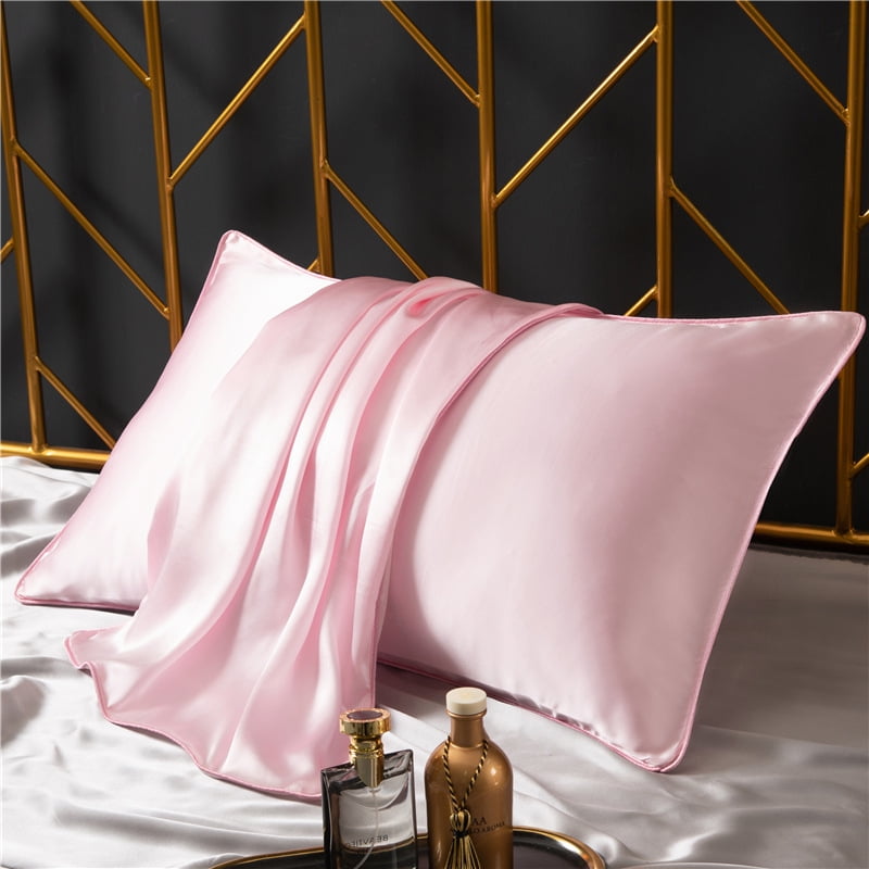 Namzi-b 2Pcs Silk pillowcase 100% mulberry silk pillowcase Soft and skin-friendly, silky touch pillowcase, giving the skin a luxurious hug 18.9x29.13inch(Light pink）