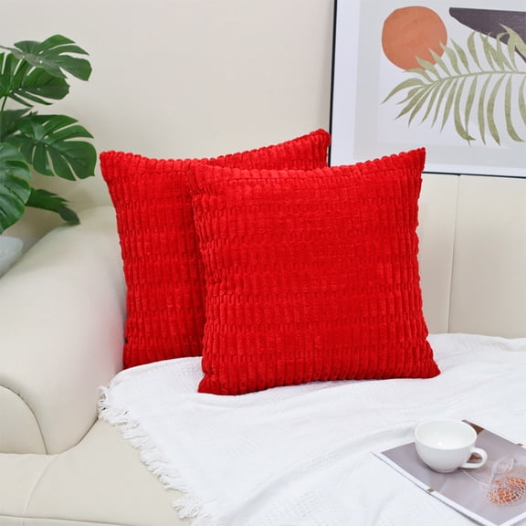 Namzi-b 2Pcs Simple wheat grain solid color pillowcase Classic and timeless, a simple pillowcase in a solid color that matches any bed 19.69x19.69inch(red