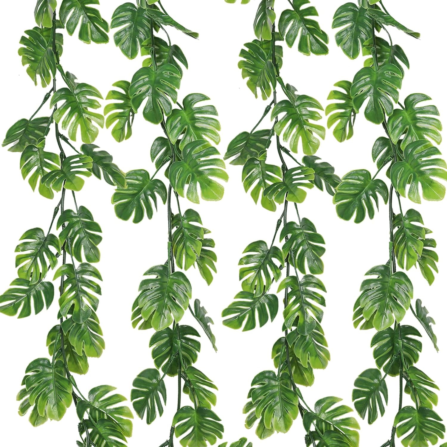 Namzi-b 4Pcs Artificial Monstera Leaf Vines 5.9FT Fake Hanging Plants Ivy Palm Leaves Greenery Vines Faux Tropical Monstera Garland