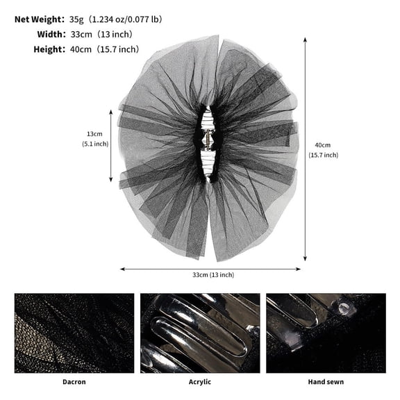 Namzi-b Bride Wedding Veil Hair Clip Bridal Pearl Short Veils Hair Piece Party Hair Accessories for WomenBlack