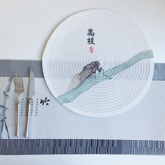 Namzi-b Cotton Heat Resistant Placemats, Dining Room Table Mats, Protect Surfaces,Non-Slip Washable Table Mats,Kitchen Decor Accessories(Set of 4, Size 14.96in,A10)