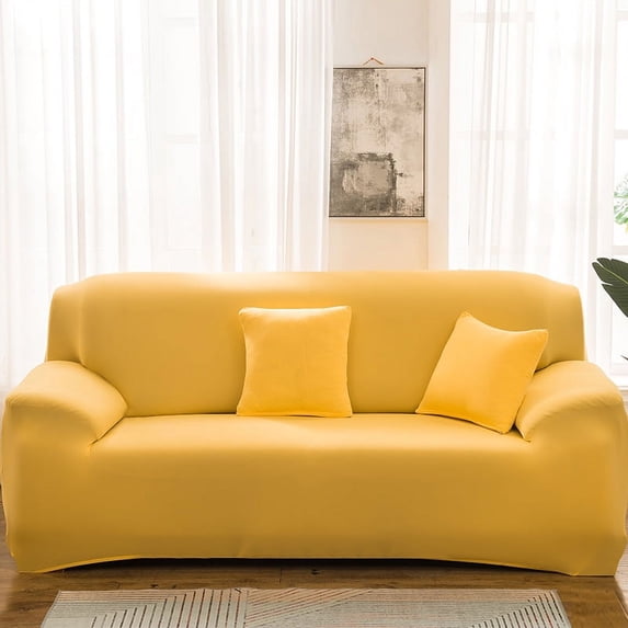 Namzi-b Couch Cover for Living Room, 3 Seater Stretch Furniture Protector Dust-Proof Loveseat Cover All-Inclusive Cover Furniture Protector Chair Covers for Living Room (Yellow)